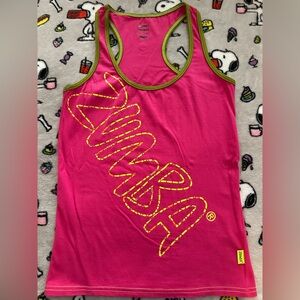Zumba Pink Tank Top with Yellow Accents